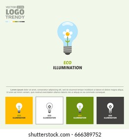 Electrical lamp and flower. Symbol of nature friendly light energy.
Several color variations for logo usability.