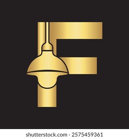 Electrical Light Logo combine with letter F vector template