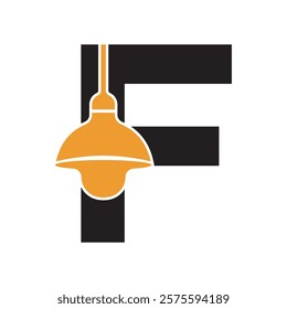 Electrical Light Logo combine with letter F vector template