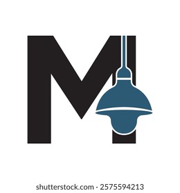 Electrical Light Logo combine with letter M vector template