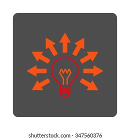 Electrical Light vector icon. Style is flat rounded square silver button with red symbol, white background.