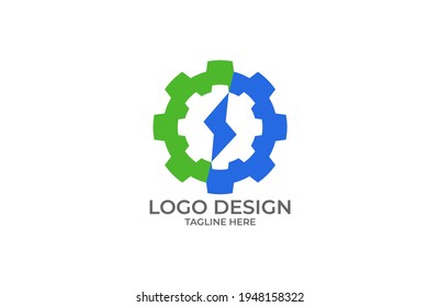Electrical Lightning Green Blue Color Logo
