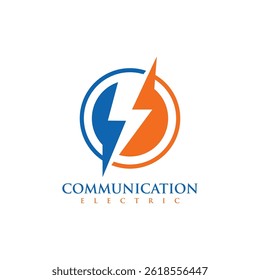 electrical lightning logo with message bubble	
