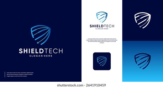 electrical line system, defense shield form, digital services, graphic design illustration.