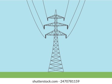 Electrical lines with cables in the field.