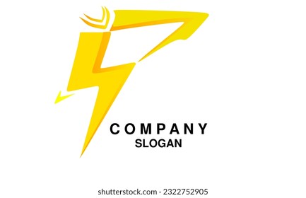 Ilustración de diseño de logotipo eléctrico, con letra P como concepto principal. P para el poder. Fácil de usar y editar.