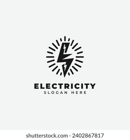 electrical logo design, in a monochrome, simple style, and in black and white
