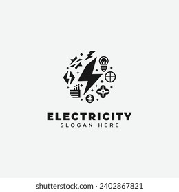 electrical logo design, in a monochrome, simple style, and in black and white