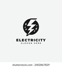 elektrisches Logo-Design, einfarbig, einfach und schwarz-weiß