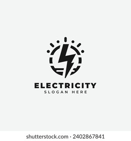 diseño de logotipo eléctrico, monocromo, sencillo y en blanco y negro