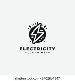 electrical logo design, in a monochrome, simple style, and in black and white