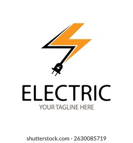 electrical logo design with electrical plug icon illustration