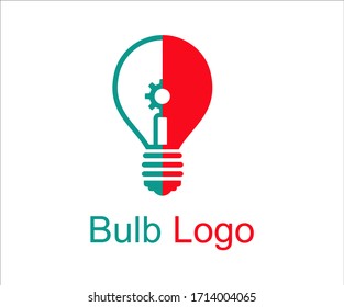 Electrical logo design templates. red and blue light bulb with gear. vector illustration.