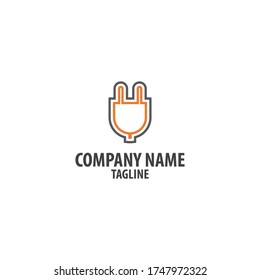 Logotipo eléctrico con el símbolo de la toma de corriente. Se puede usar para iconos.
