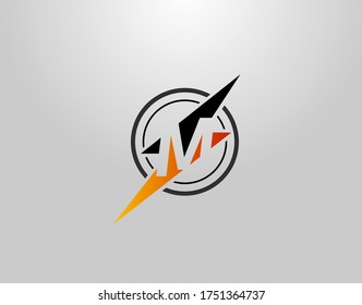 Electrical M Letter Logo. Creative Icon Created From Negative Space of Initial M Combined With Thunder Shape Design.