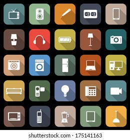 Electrical Machine flat icons with long shadow, stock vector