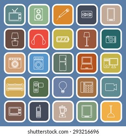 Electrical machine line flat icons on blue background, stock vector