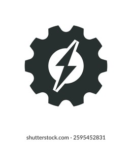Electrical maintenance flat icon design. Vector illustration of gear and electric icon design. Electrical service logo, repair, maintenance icon symbols illustration. 