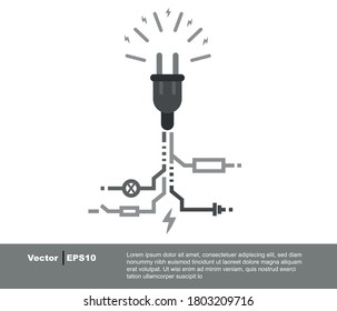 Electrical maintenance and repair. Electric circuit and plug.