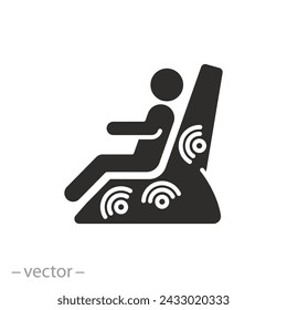 electrical masseur icon, massage chair, treatment muscles back and legs, thin line symbol on white background - vector illustration