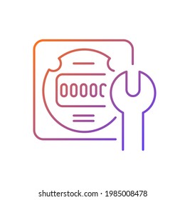 Electrical Meter Repair Gradient Linear Vector Icon. Clock-like Device Installation. Energy Meter Maintenance. Thin Line Color Symbols. Modern Style Pictogram. Vector Isolated Outline Drawing