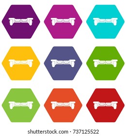 Electrical modern gyroboard icon set many color hexahedron isolated on white vector illustration