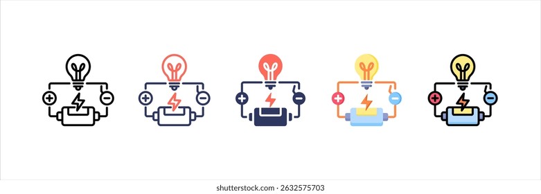 Conjunto de iconos de estilo múltiple eléctrico
