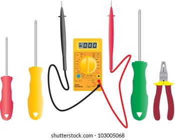 An Electrical Multimeter and Electricians Tools