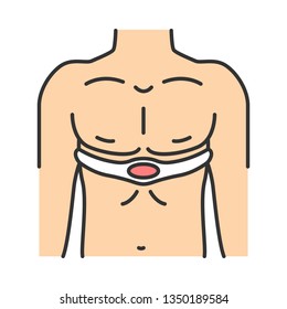 Electrical muscle stimulator color icon. Heart rate monitor. Myostimulation device. Muscle toner belt. Transcutaneous electrical nerve stimulation. Physical therapy. Isolated vector illustration