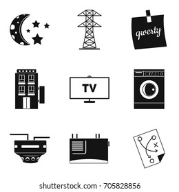 Electrical network icons set. Simple set of 9 electrical network vector icons for web isolated on white background