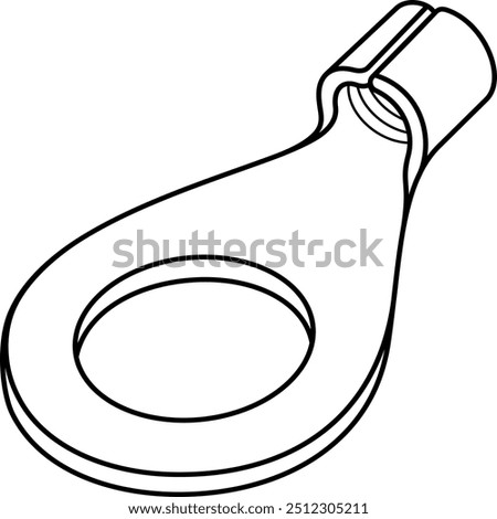 Electrical non-insulated ring terminal. Vector outline icon.