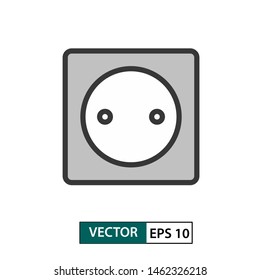 Electrical outlet icon. Colour style. Isolated on white background. Vector illustration EPS 10