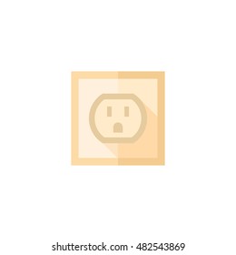 Electrical outlet icon in flat color style. Electronic connect plug household