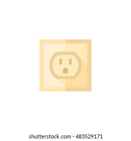 Electrical outlet icon in flat color style. Electronic connect plug household
