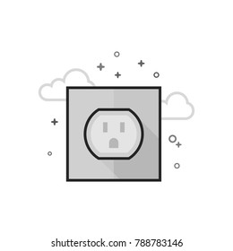 Electrical outlet icon in flat outlined grayscale style. Vector illustration.