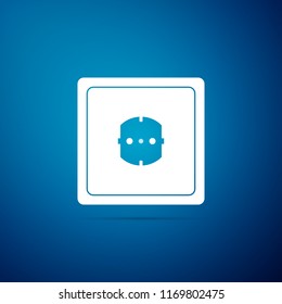Electrical outlet icon isolated on blue background. Power socket. Rosette symbol. Flat design. Vector Illustration