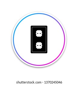 Electrical outlet icon isolated on white background. Power socket. Rosette symbol. Circle white button. Vector Illustration