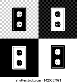Electrical outlet icon isolated on black, white and transparent background. Power socket. Rosette symbol. Vector Illustration