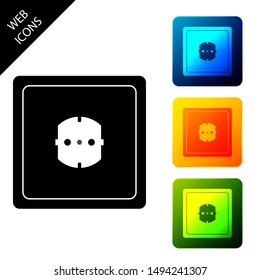 Electrical outlet icon isolated. Power socket. Rosette symbol. Set icons colorful square buttons. Vector Illustration