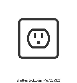 Icono de salida eléctrica de un solo color gris. Domiciliación de conexión electrónica