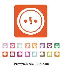 The Electrical Outlet icon. Socket symbol. Flat Vector illustration. Button Set