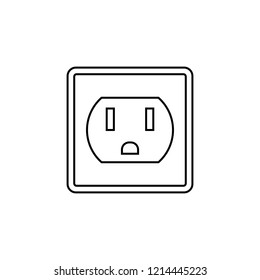 Electrical outlet icon in thin outline style. Electronic connect plug household. Symbol for your web site design, logo, app, UI. Vector illustration. EPS10