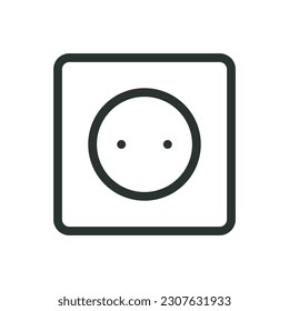 Icono aislado de salida eléctrica, icono vectorial de salida de potencia con trazo editable