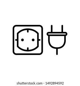 Electrical outlet outline icon in black color