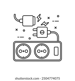 Electrical Outlet Outline Icon, Vector illustration