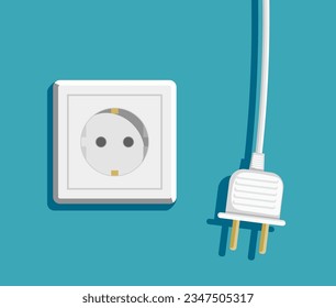 Stecker und Steckdose sind getrennt. Fehlerkonzept und nicht gefunden 404. Vektorgrafik