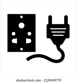 Icono De Enchufe De Salida Eléctrica, Salida De Alimentación Y Icono De Enchufe Ilustración De Icono