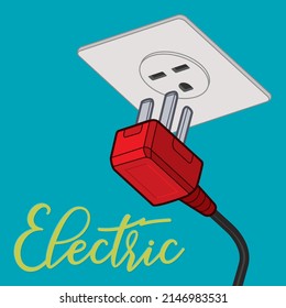 The Electrical Outlet And Plug. Retro Drawing