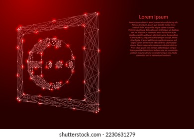 Electrical outlet, plug socket, from futuristic polygonal red lines and glowing stars for banner, poster, greeting card. Low poly concept. Vector illustration.