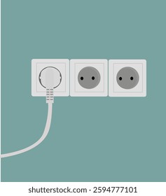 Electrical outlet and plug. Wall socket with cable.